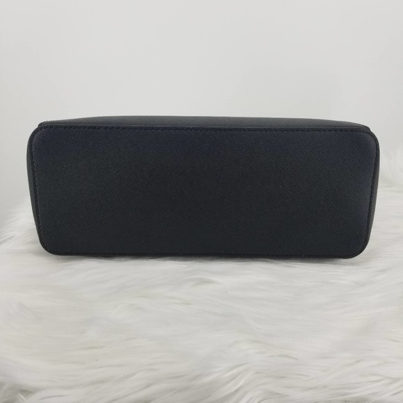 Michael Kors Charlotte Large Black Leather Tote Bag Zip Closure Gold Hardware - Picture 8 of 8